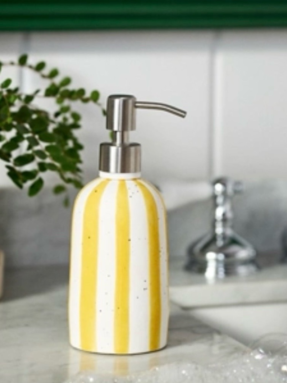 Anthropologie Striped Deco Ceramic Soap Dispenser NWT